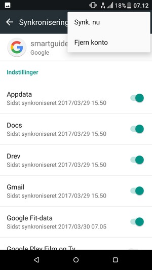 Vælg Synk. nu