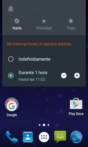 Seleccione Nada para cambiar al modo silencio