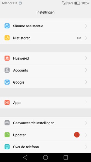 Scroll naar en selecteer Updater