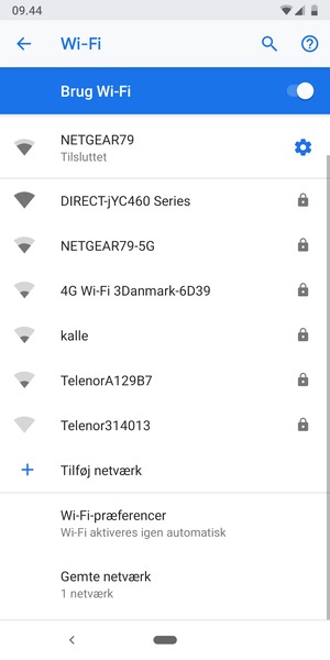 Du er nu tilsluttet Wi-Fi netværket