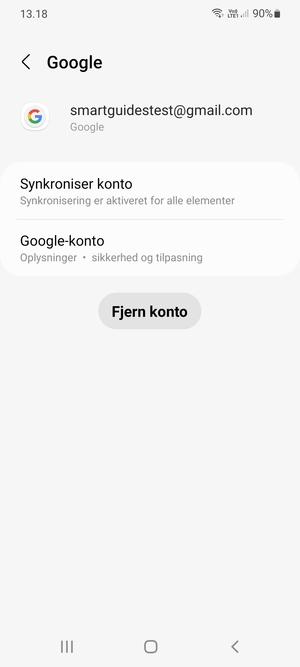 Vælg Synkroniser konto