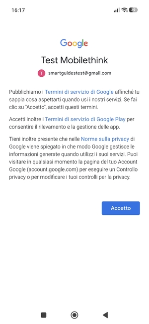 Seleziona Accetto