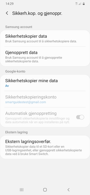 Velg Sikkerhetskopier mine data