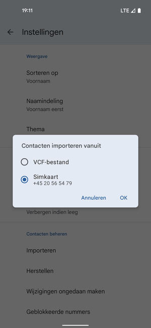Selecteer Simkaart en OK