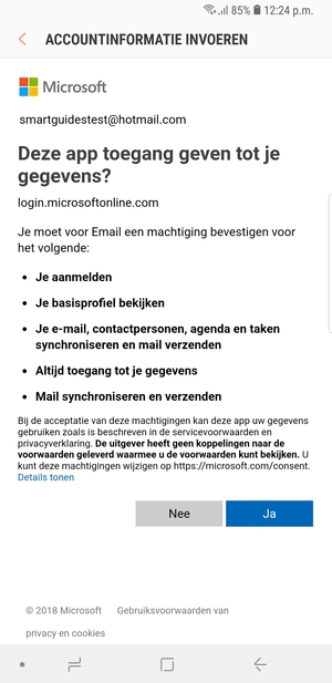 Selecteer Ja