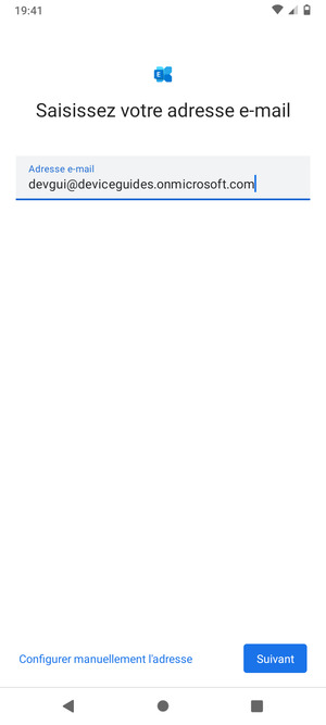 Saisissez votre adresse e-mail et sélectionnez Configurer manuellement l'adresse