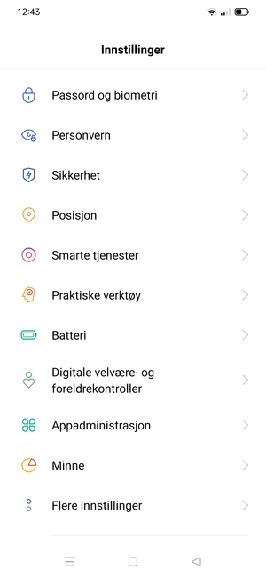For å aktivere skjermlåsen, gå til Innstillinger-menyen og velg Passord og biometri