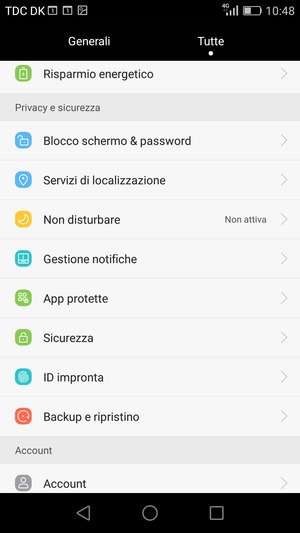 Scorri e seleziona Sicurezza