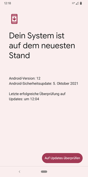 Falls Ihr Handy aktualisiert ist, wird Ihnen der folgende Bildschirm angezeigt