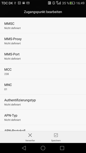 Scrollen Sie nach unten und geben Sie MMS-Informationen ein