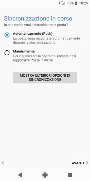 Seleziona la tua opzione preferita e poi AVANTI