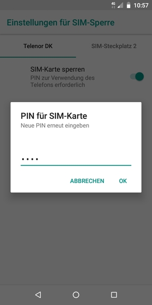 Bestätigen Sie Ihre neue PIN der SIM-Karte und wählen Sie OK