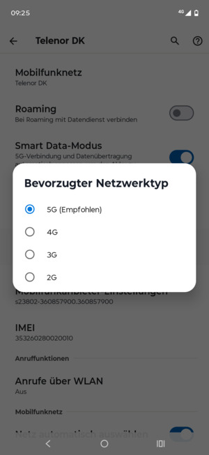 Wählen Sie die gewünschte Option