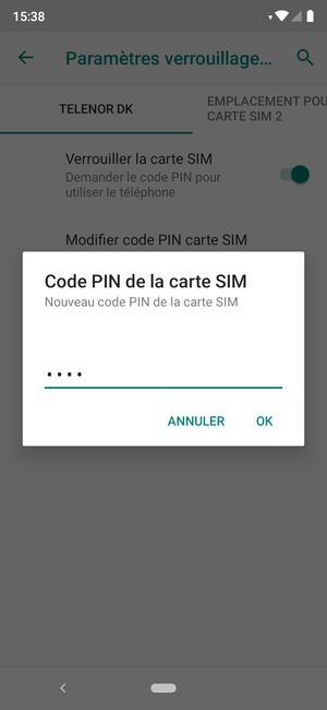 Saisissez votre Nouveau code PIN de la carte SIM et sélectionnez OK