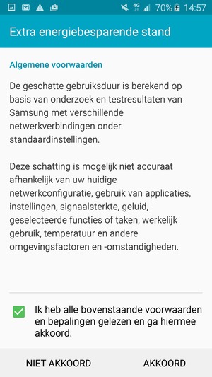 Vink het selectievakje aan en selecteer AKKOORD