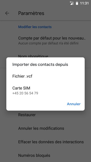 Sélectionnez Carte SIM
