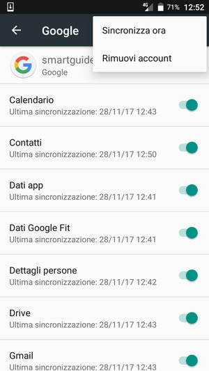 Seleziona Sincronizza ora