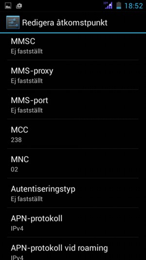 Scrolla ner och ange MMS-information