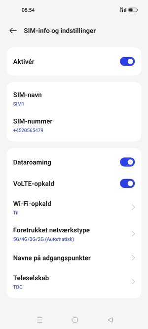 Slå Dataroaming til eller fra