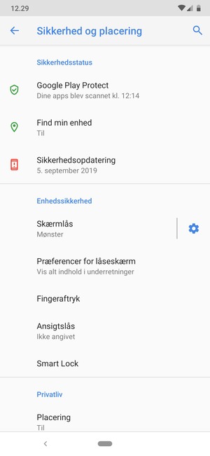 Din telefon er nu sikret med en skærmlås