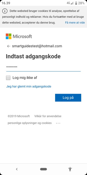 Indtast din adgangskode og vælg Log på
