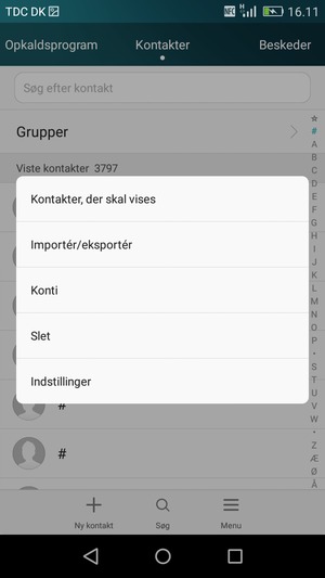 Vælg Importér/eksportér