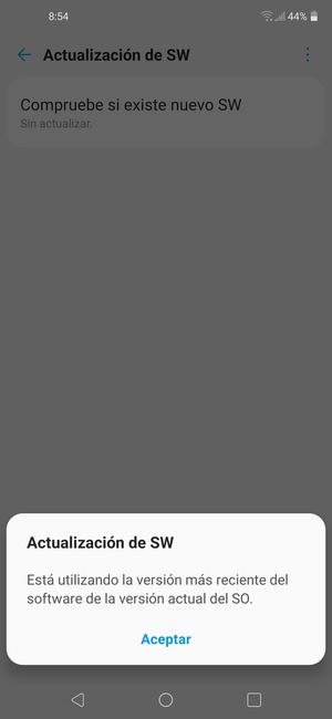 Si su teléfono está actualizado, seleccione Aceptar