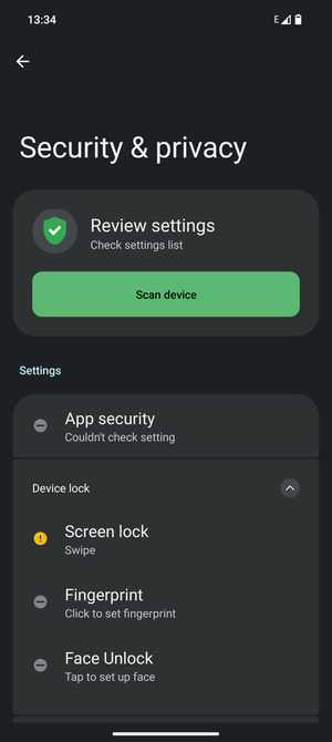 Select Screen lock
