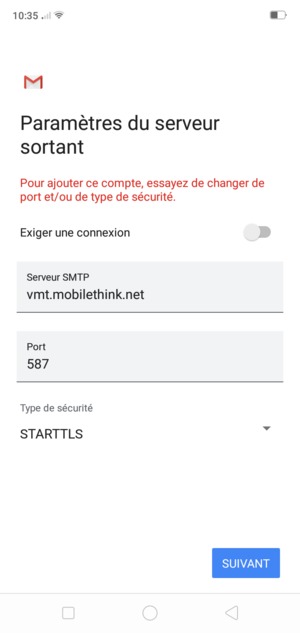 Sélectionnez Type de sécurité