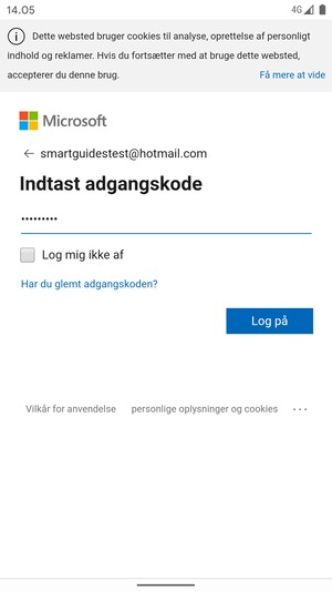 Indtast din adgangskode og vælg Log på