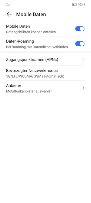 Schalten Sie Daten-Roaming an oder aus