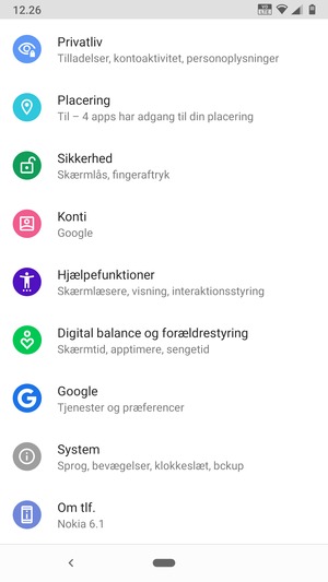 Scroll til og vælg Sikkerhed