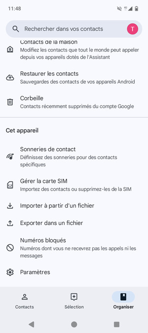 Faites défiler et sélectionnez Gérer la carte SIM