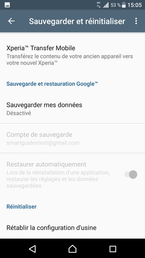 Faites défiler et sélectionnez Sauvegarder mes données