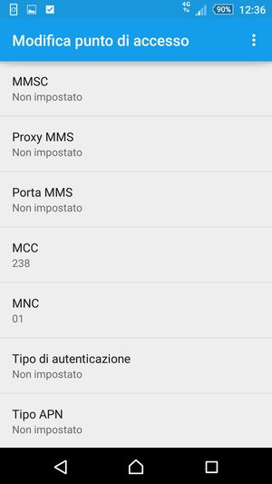 Scorri verso il basso e inserisci le informazioni degli MMS