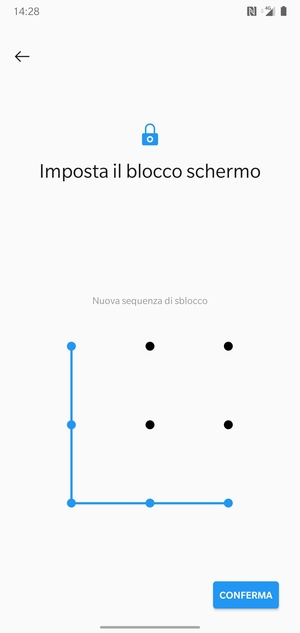 Disegna nuovamente la sequenza di sblocco e seleziona CONFERMA