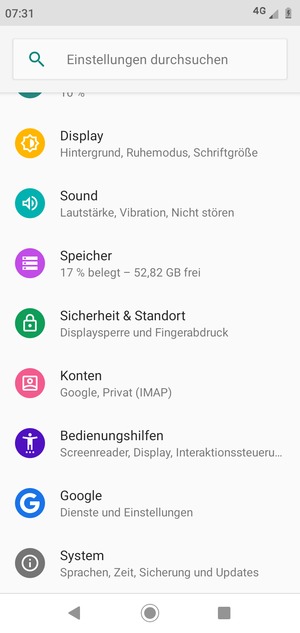 Scrollen Sie und wählen Sie Sicherheit & Standort
