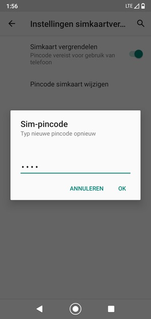 Bevestig uw nieuwe SIM pincode en selecteer OK