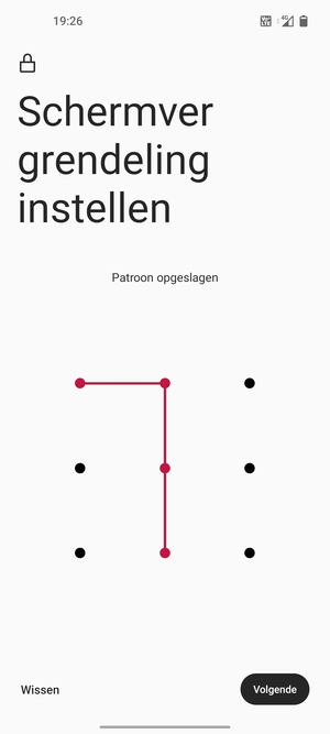 Teken een ontgrendelingspatroon en selecteer Volgende