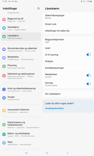 Din tablet er nu sikret med en skærmlås