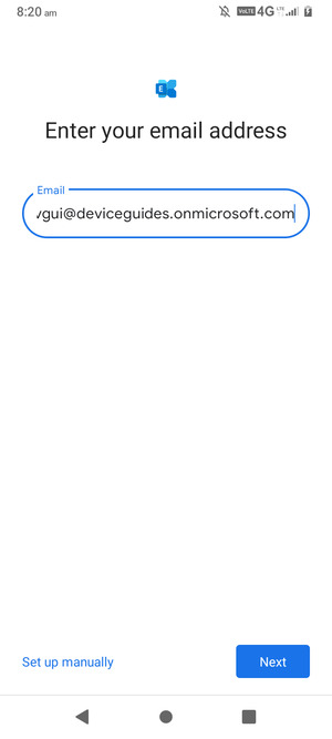 Enter your Email address and  select Set up manually