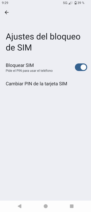 Seleccione  Cambiar PIN de la tarjeta SIM