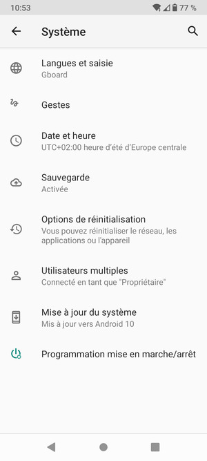 Sélectionnez Mise à jour du système