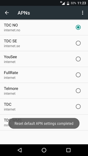 Your phone will reset to default Internet and MMS settings