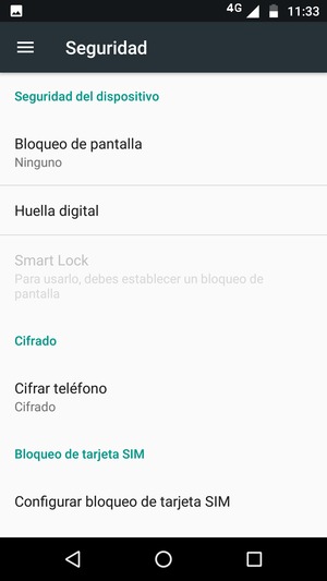 Seleccione Configurar bloqueo de tarjeta SIM