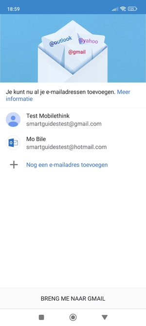 Selecteer BRENG ME NAAR GMAIL