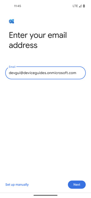 Enter your Email address and  select Set up manually