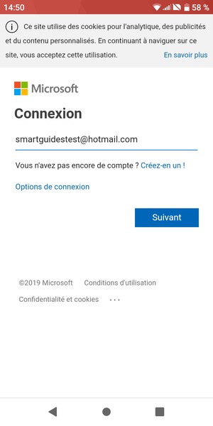 Saisissez votre adresse Hotmail et sélectionnez Suivant