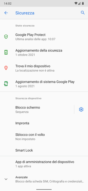Il tuo telefono è ora protetto dal blocco schermo