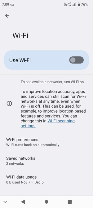 Turn on Use Wi-Fi